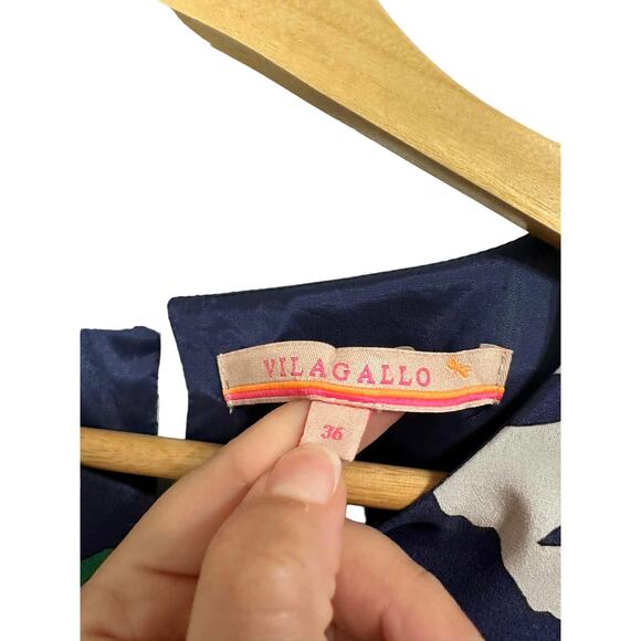 Vilagallo Womens Silk Floral Print 3/4 Sleeve Boho Shift Dress Casual Size 36 - Picture 6 of 9